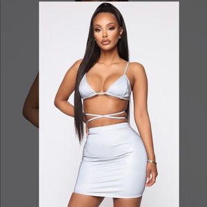 Can't Hide Reflective Skirt Set - Silver